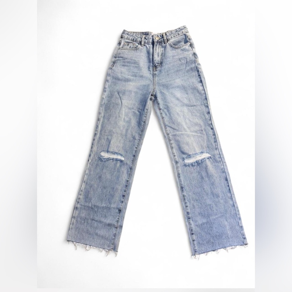 NWT Princess Polly Thorne Denim Light Blue Straight Leg Jeans